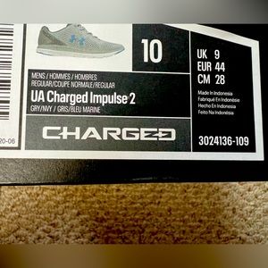 Under Armour Men's Charged Impulse 2 Running Shoes Size 10 GRY/NVY/blue Marine